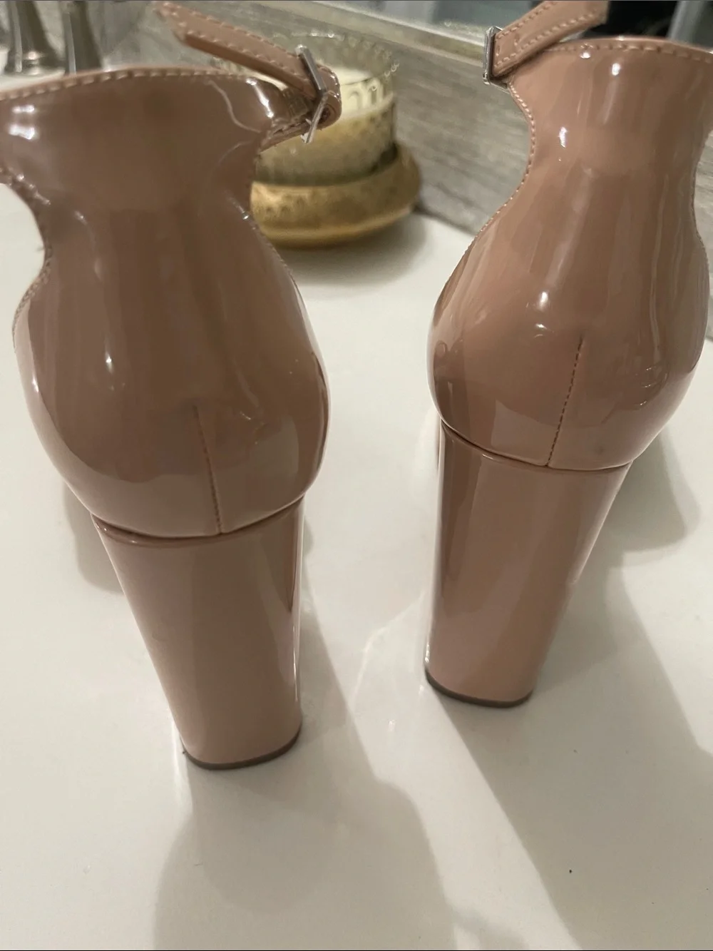 Mix No. 6 Nude Tan  Platform Block Heel Sandals Ankle Strap Sammir sz 6